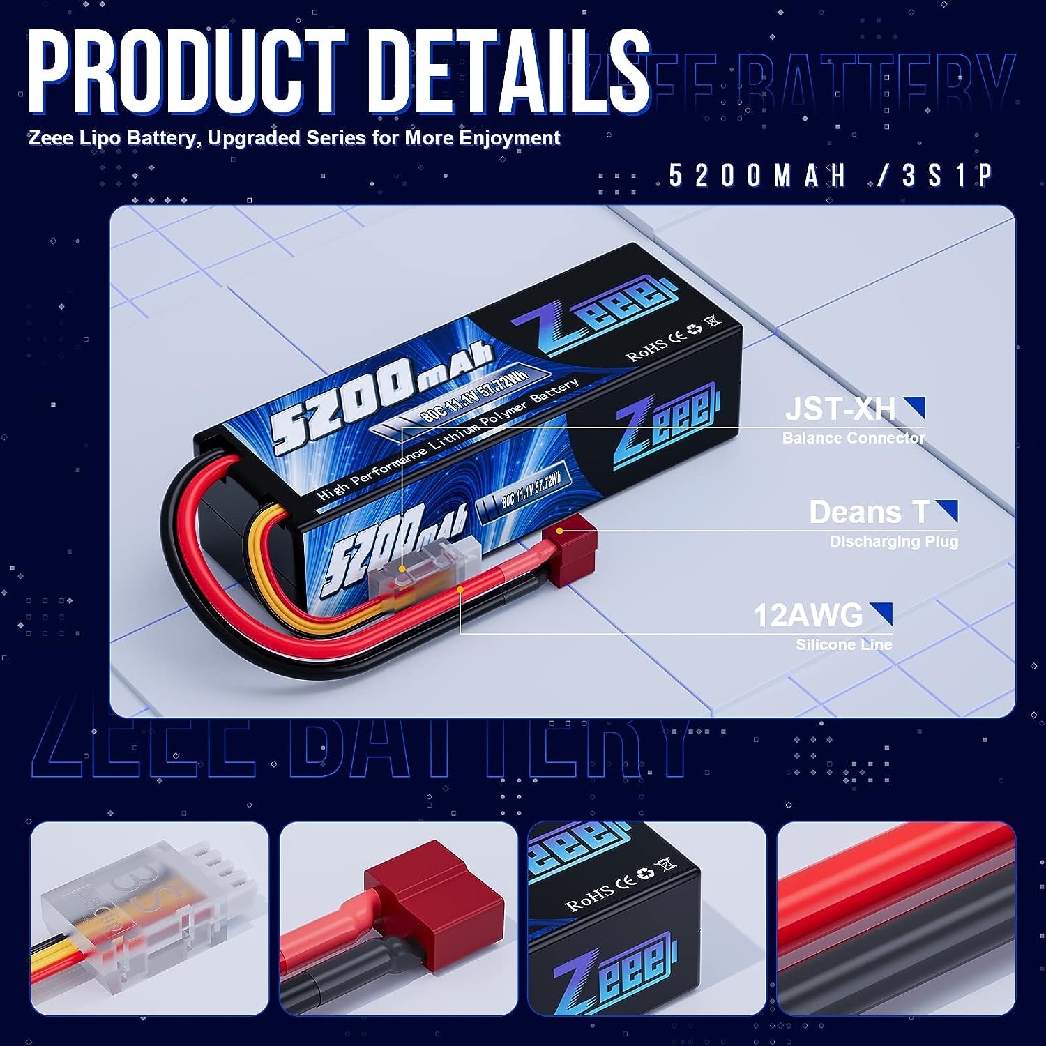 1/2 шт. Zeee 3S 5200 мАч Lipo  – обзор и цена Drone Battery 4S